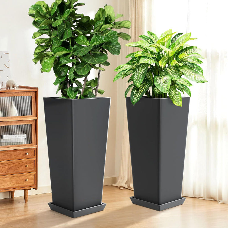 Greenhaus Gardening Modern Self-Watering Tall Planter Set
