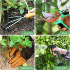 Greenhaus Gardening Premium Stainless Steel Garden Tool Set with Floral Tote & Wooden Handles
