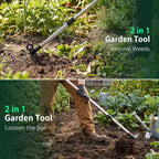 Greenhaus Gardening 60-Inch 2-in-1 Weed Puller Tool with Long Handle and Garden Hoe