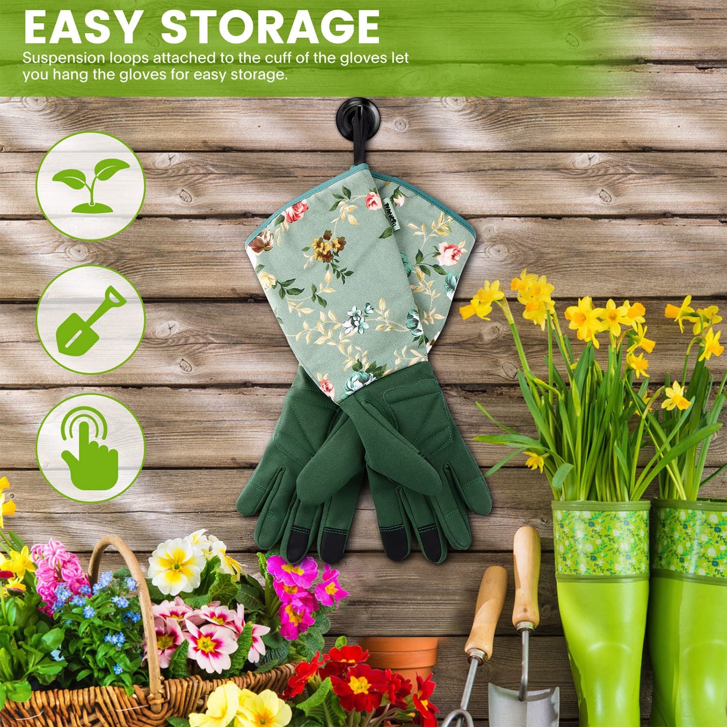 Greenhaus Gardening Long Gardening Gloves for Women with Extended Arm Protection