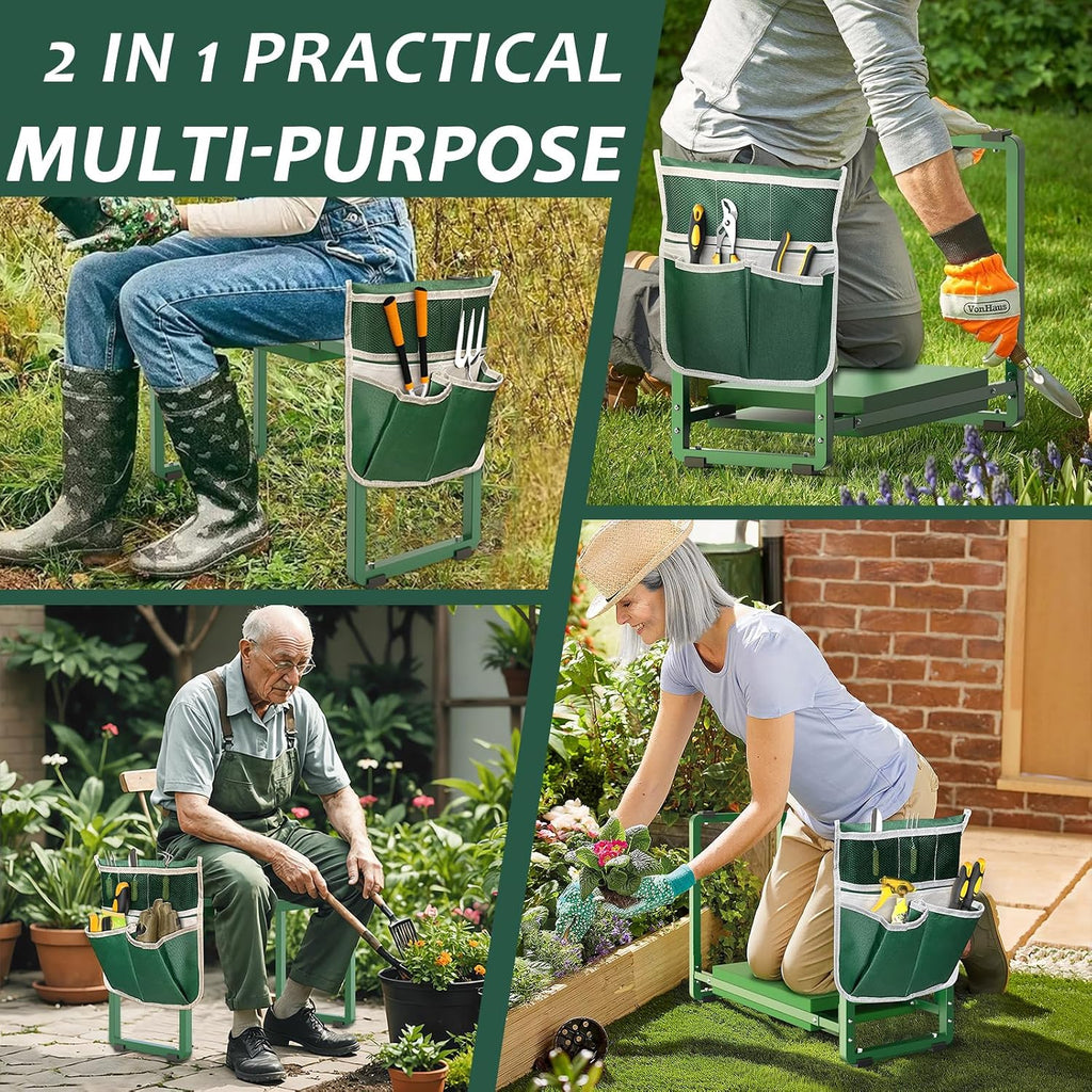 Greenhaus Gardening Heavy-Duty Garden Kneeler & Seat with Wide EVA Cushion