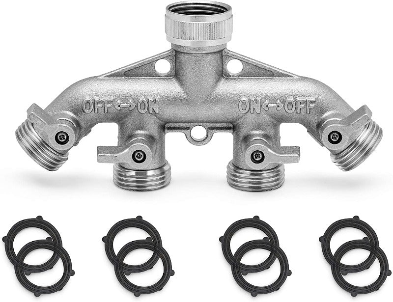 Greenhaus Gardening Nickel Plated Garden Hose Splitter for 3/4-Inch Faucets