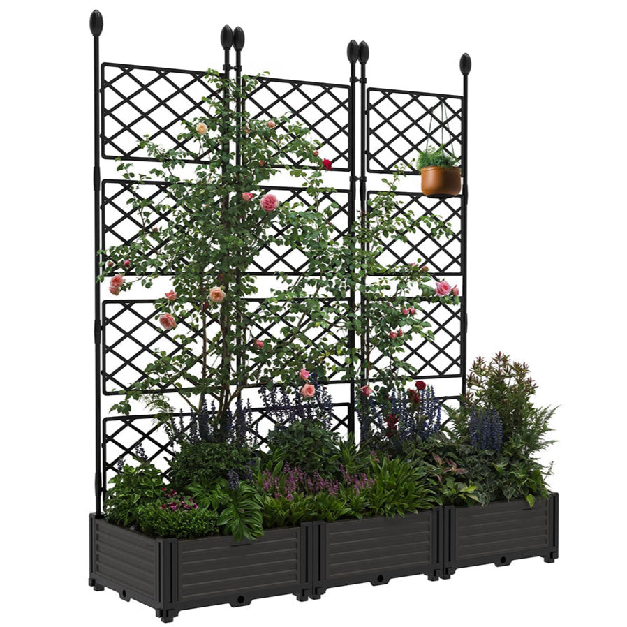 Greenhaus Gardening 3-Pack Modular Planter Boxes with Trellis