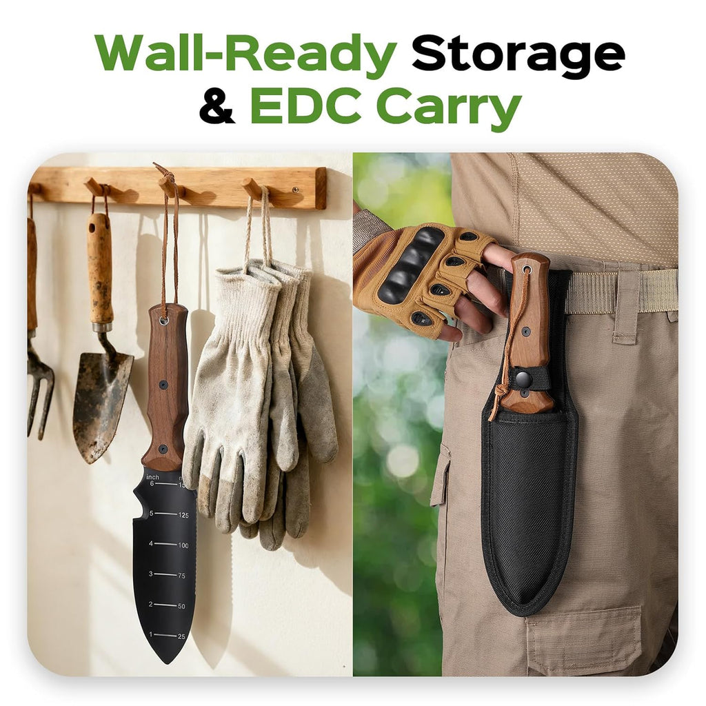 Greenhaus Gardening Premium Hori Hori Garden Knife with Stainless Steel Blade & Protective Sheath