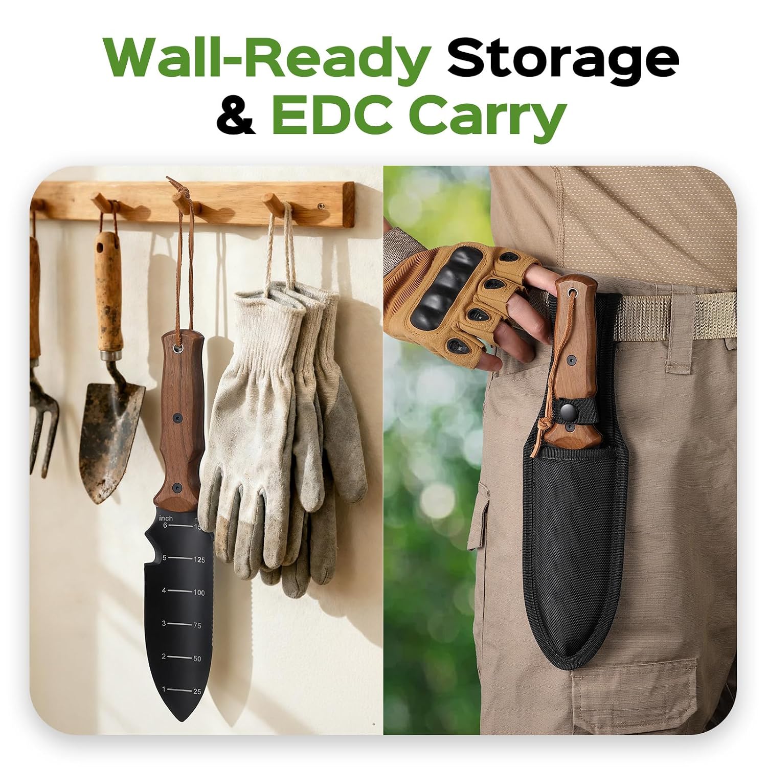 Greenhaus Gardening Premium Hori Hori Garden Knife with Stainless Steel Blade & Protective Sheath