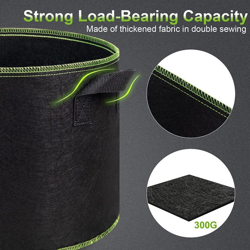 Greenhaus Gardening Reinforced Fabric Grow Bags for Vegetables and Flowers