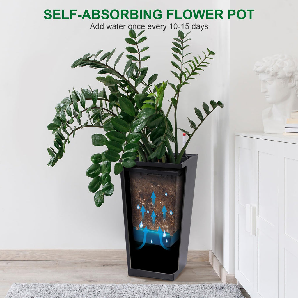 Greenhaus Gardening 23-Inch Self-Watering Tall Planters Set of 2