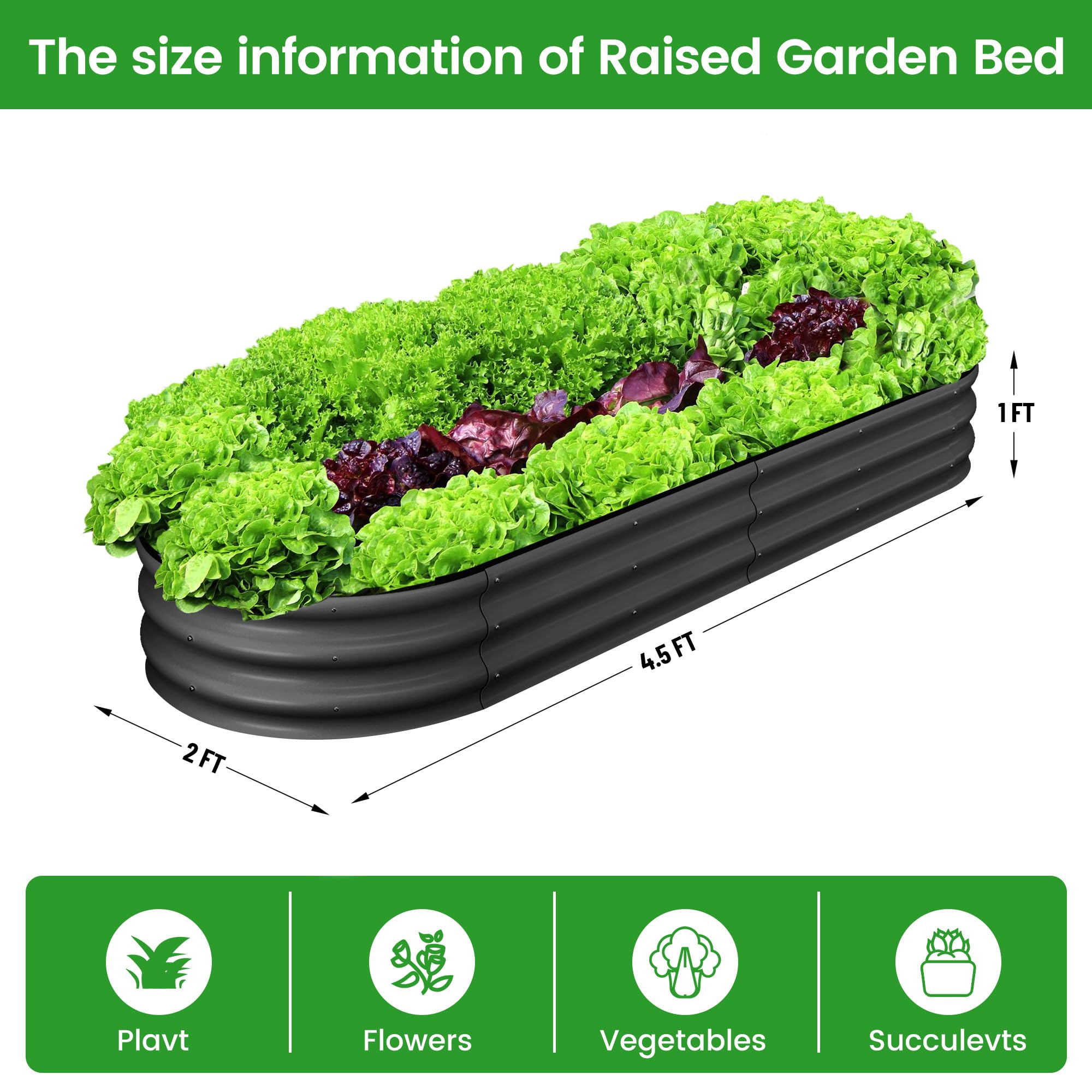Greenhaus Gardening 2-Pack Oval Galvanized Raised Garden Beds 4.5 x 2 x 1 FT