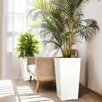 Greenhaus Gardening 23-Inch White Self-Watering Tall Planters Set of 2