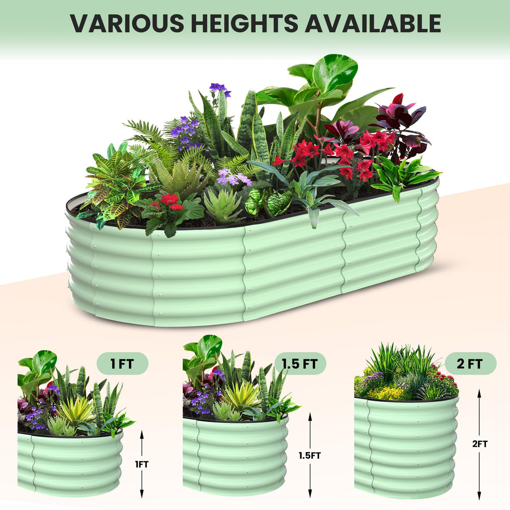 Greenhaus Gardening 2-Pack 6 × 3 × 1 ft Oval Galvanized Raised Garden Beds