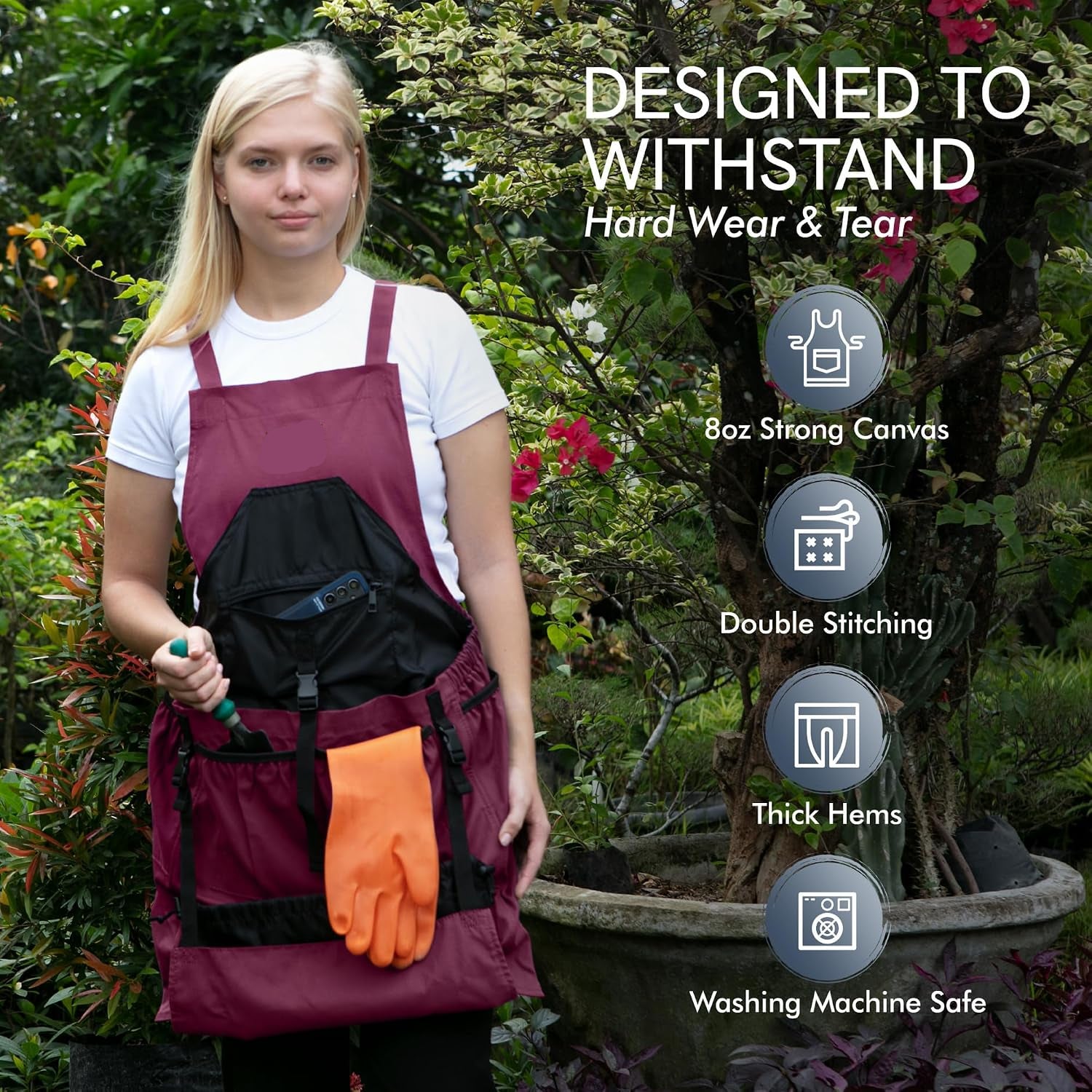Greenhaus Gardening Premium Garden Harvest Apron with 7 Pockets & Bottom Release Pouch