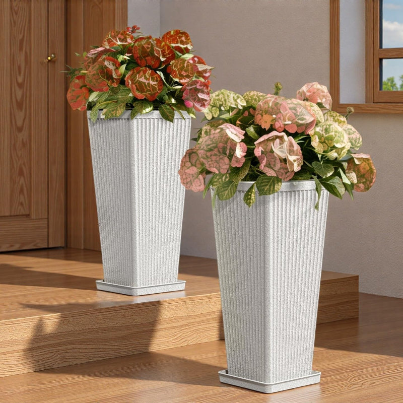 Greenhaus Gardening Modern Self-Watering Tall Planter Set