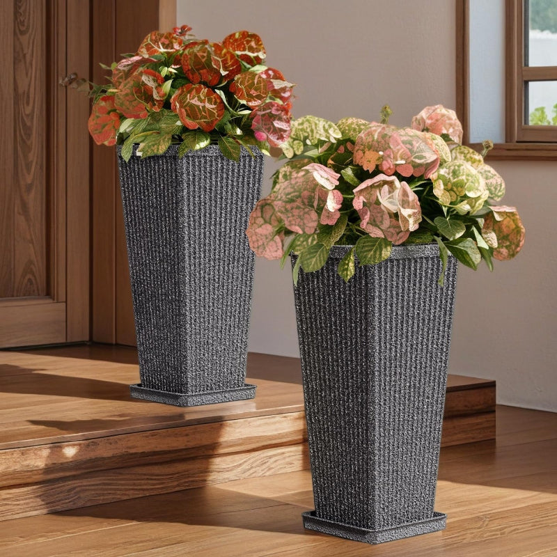 Greenhaus Gardening Modern Self-Watering Tall Planter Set