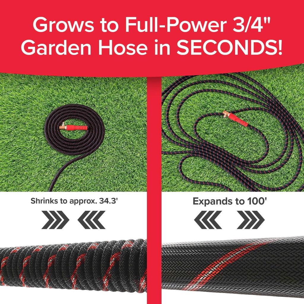 Greenhaus Gardening Expandable Garden Hose with Swivel Connector, 100 FT