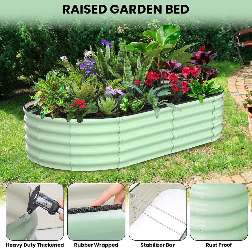 Greenhaus Gardening 2-Pack 6 × 3 × 1 ft Oval Galvanized Raised Garden Beds