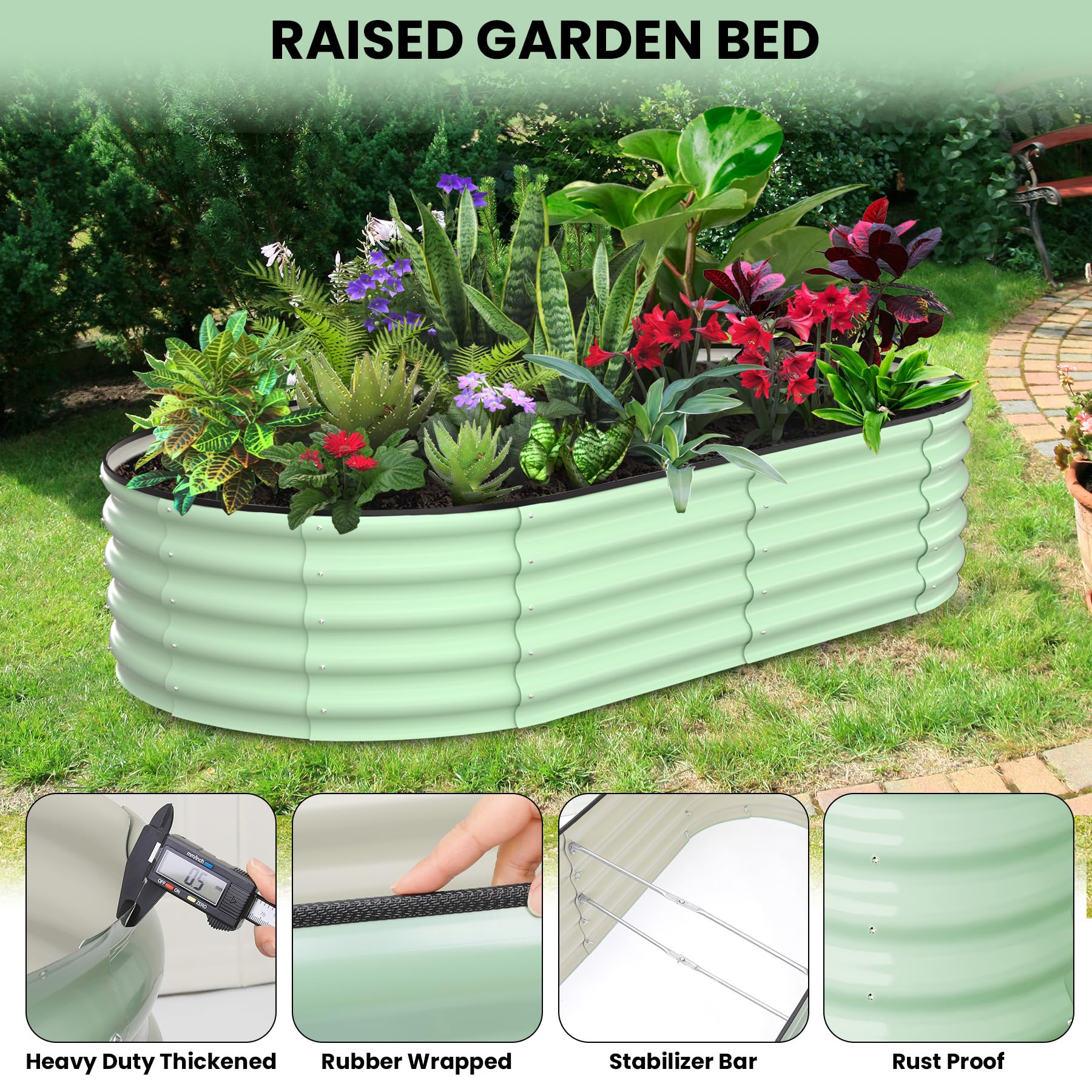 Greenhaus Gardening 2-Pack 6 × 3 × 1 ft Oval Galvanized Raised Garden Beds