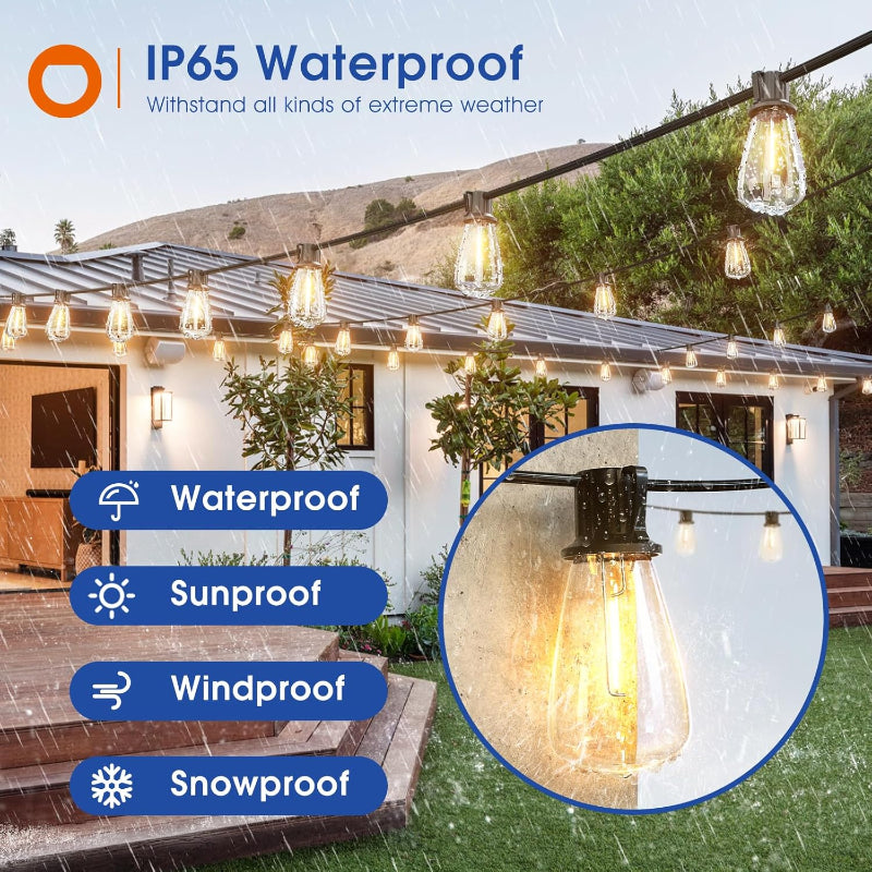 Greenhaus Gardening Outdoor Hanging String Lights with Shatterproof Bulbs