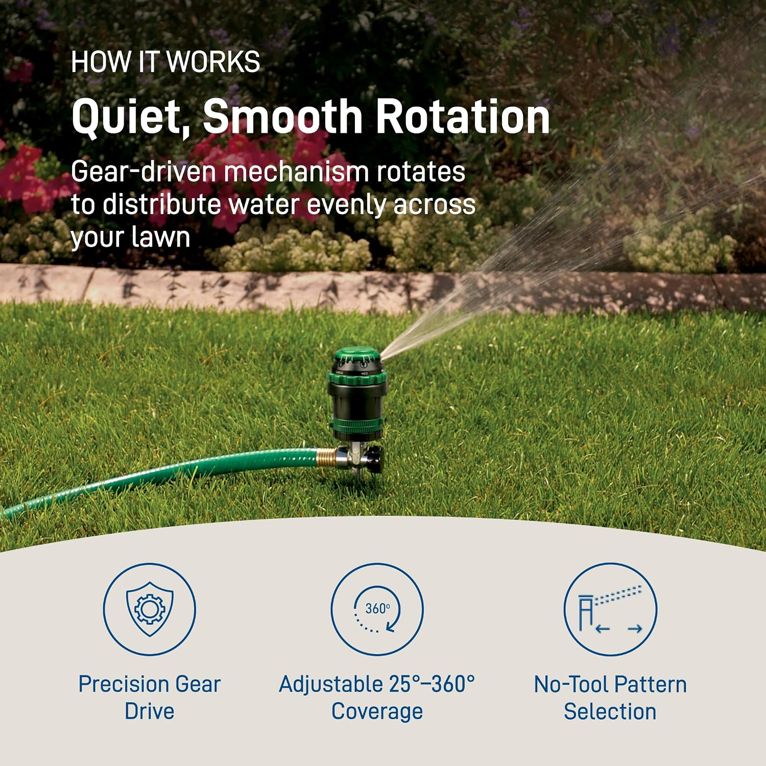 Greenhaus Gardening Metal Spike Rotating Sprinkler for Lawn & Garden Watering