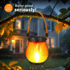 Greenhaus Gardening Solar LED Flame Lanterns for Porches and Pathways