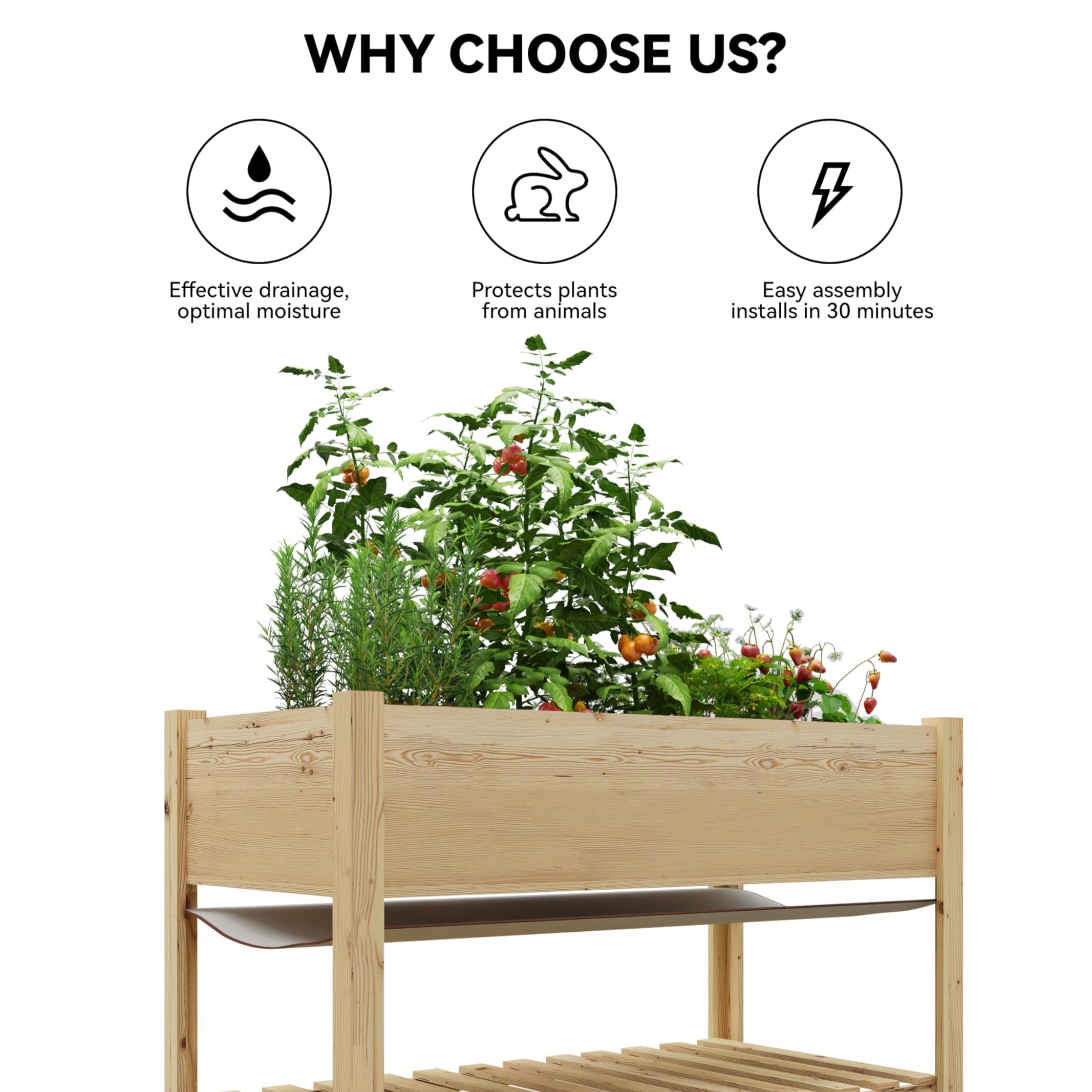 Greenhaus Gardening 48 × 24 in Cedar Raised Garden Bed with Locking Wheels