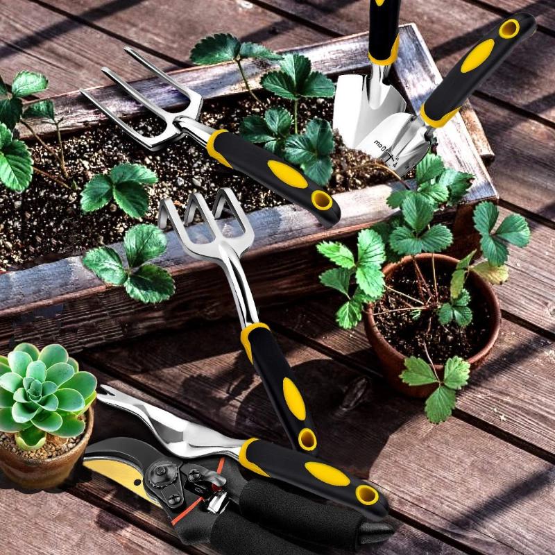 GreenHaus Gardening 6-Piece Heavy Duty Garden Hand Tools for Digging & Weeding