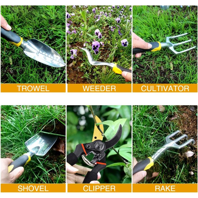 GreenHaus Gardening 6-Piece Heavy Duty Garden Hand Tools for Digging & Weeding