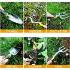 GreenHaus Gardening 6-Piece Heavy Duty Garden Hand Tools for Digging & Weeding