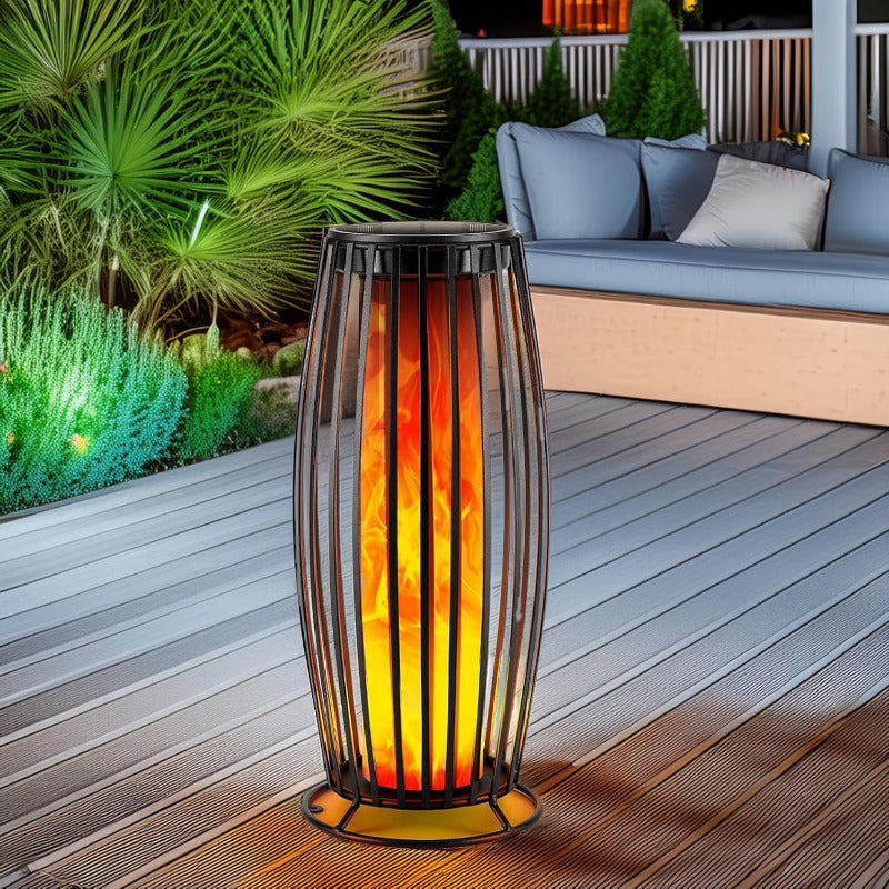 Greenhaus Gardening Solar Flame Lights with Metal Housing 2-Pack
