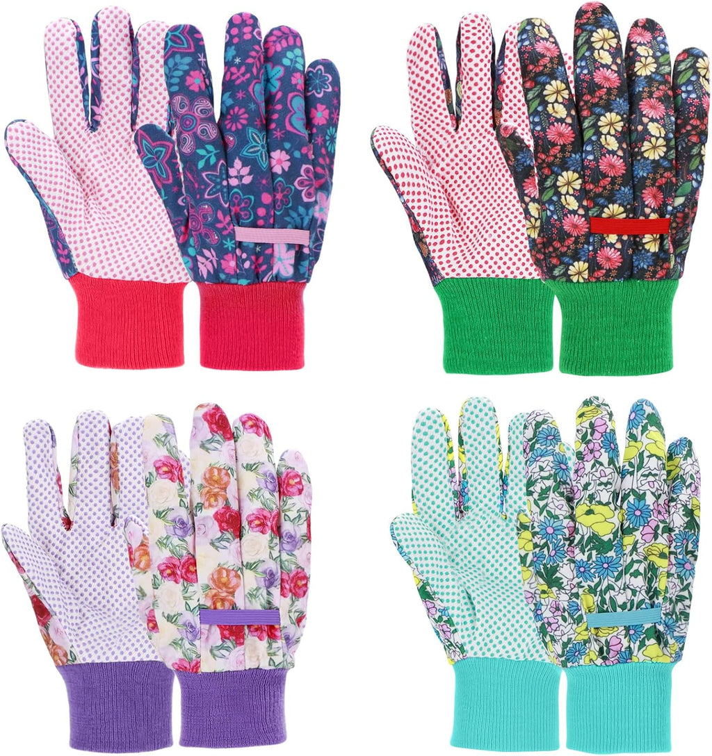 Greenhaus Gardening Floral Gardening Gloves for Women, 4 Pairs with Non-Slip Grip