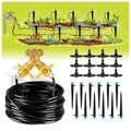 Greenhaus Gardening Complete Drip Irrigation System Kit with Adjustable Emitters, Brass Splitter & Flexible Tubing