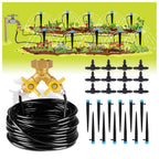 Greenhaus Gardening Complete Drip Irrigation System Kit with Adjustable Emitters, Brass Splitter & Flexible Tubing