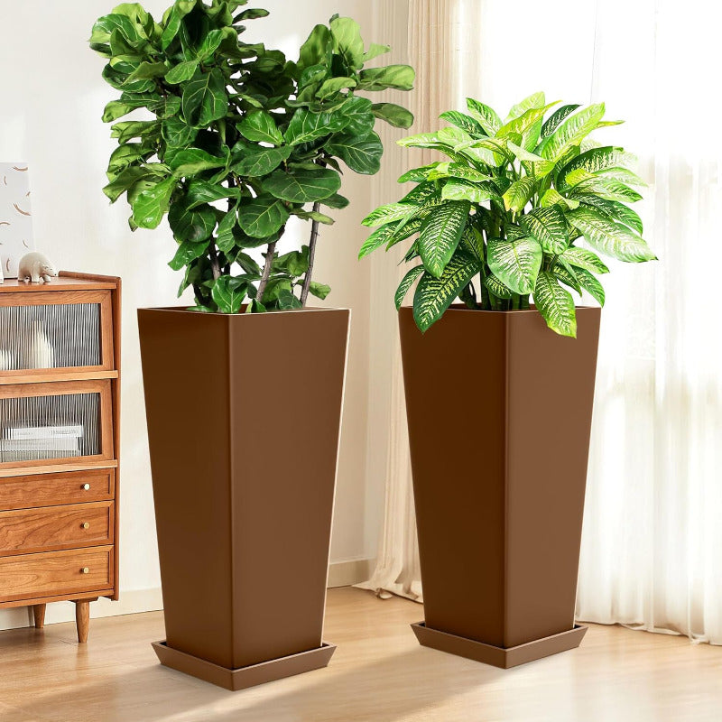 Greenhaus Gardening Modern Self-Watering Tall Planter Set