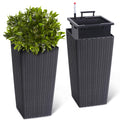 Greenhaus Gardening 23-Inch Black Rattan Self-Watering Planters Set of 2