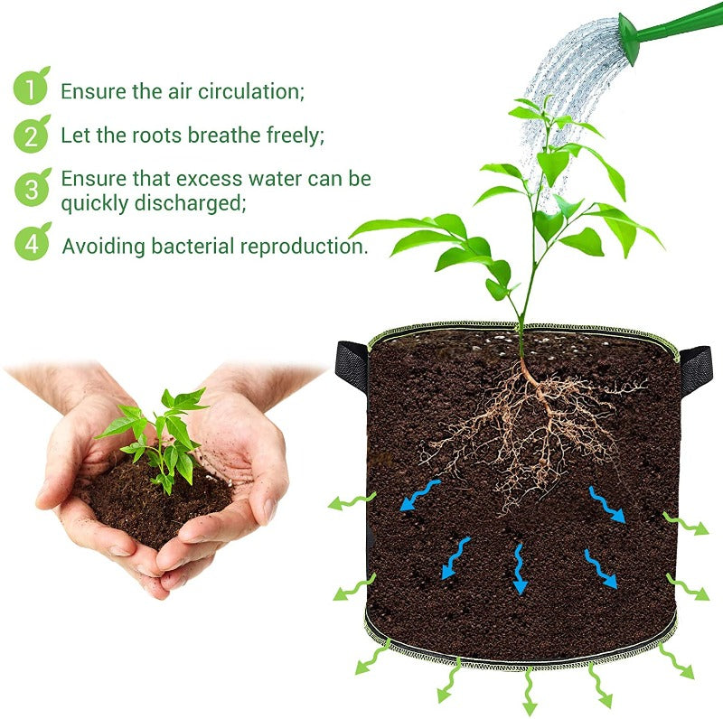 Greenhaus Gardening Premium Fabric Grow Pots 10-Pack for Vegetables
