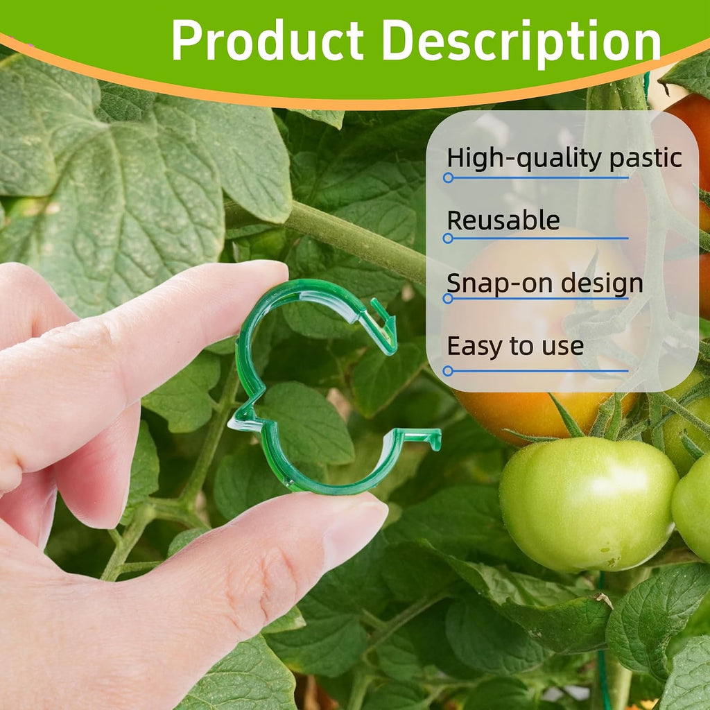 Greenhaus Gardening Reusable Plant Support Clips for Tomatoes & Climbing Plants, 100 PCS