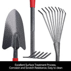 Greenhaus Gardening 6-Piece Heavy-Duty Garden Hand Tool Set with Trowel, Rakes, Hoe & Crack Weeder