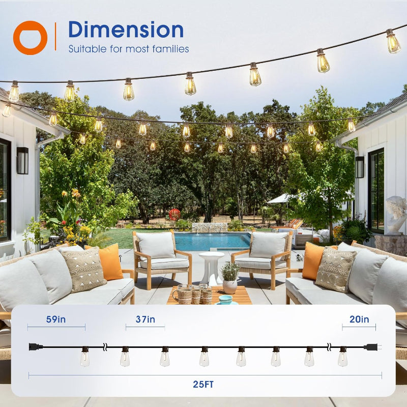 Greenhaus Gardening Outdoor Hanging String Lights with Shatterproof Bulbs