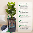 Greenhaus Gardening 23-Inch Black Rattan Self-Watering Planters Set of 2