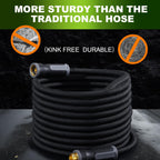 Greenhaus Gardening Lightweight Non-Expanding Garden Hose with 10-Pattern Spray Nozzle, 50 FT