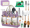 Greenhaus Gardening Premium 9-Piece Stainless Steel Garden Tool Set with Floral Tote, Gift Box & Repotting Mat