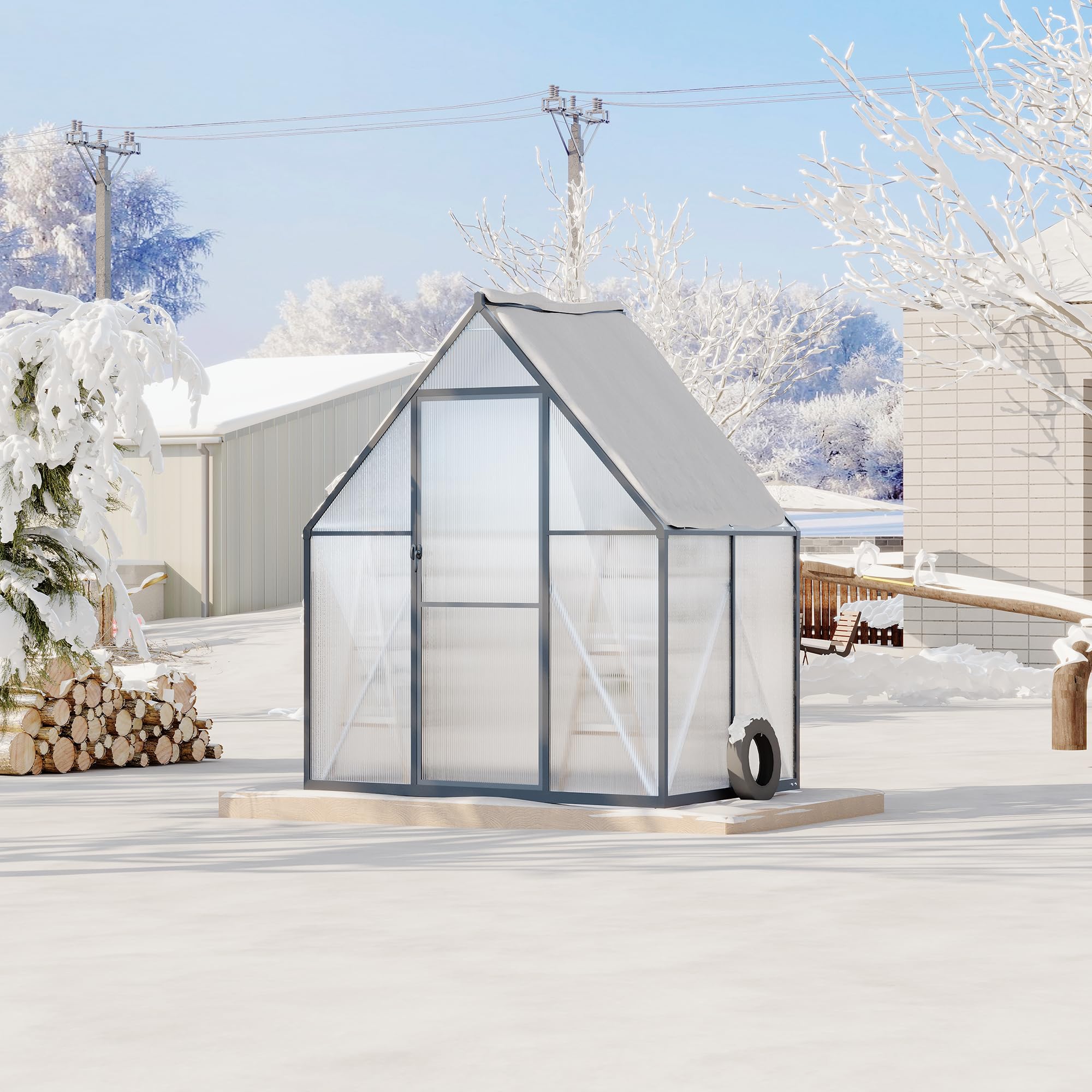 Greenhaus Gardening Aluminum Polycarbonate Greenhouse for Outdoor Gardening