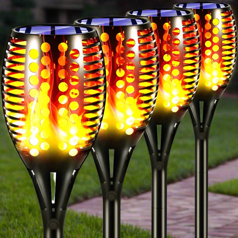 Greenhaus Gardening LED Solar Torch Lights for Garden and Patio