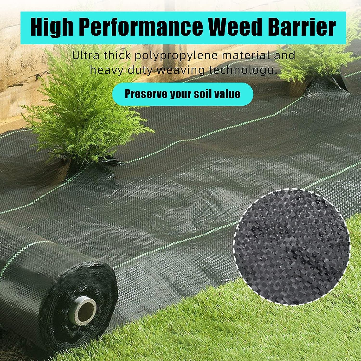 Greenhaus Gardening 6.5 ft × 330 ft Heavy Duty Weed Barrier Fabric