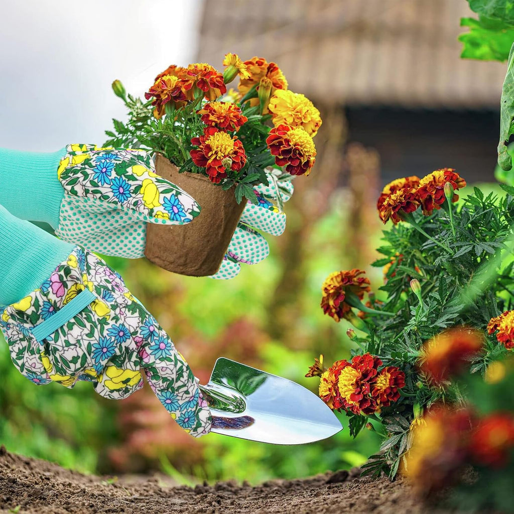 Greenhaus Gardening Floral Gardening Gloves for Women, 4 Pairs with Non-Slip Grip
