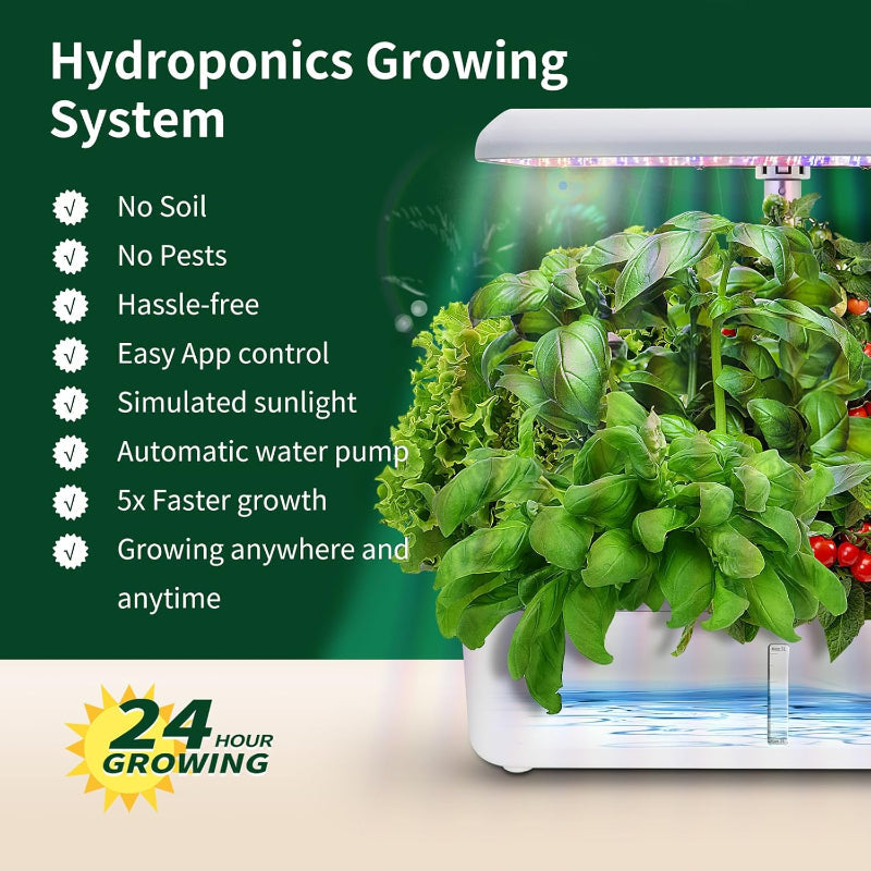 Greenhaus Gardening 14-Pod Hydroponic Herb Garden with Smart WiFi Features