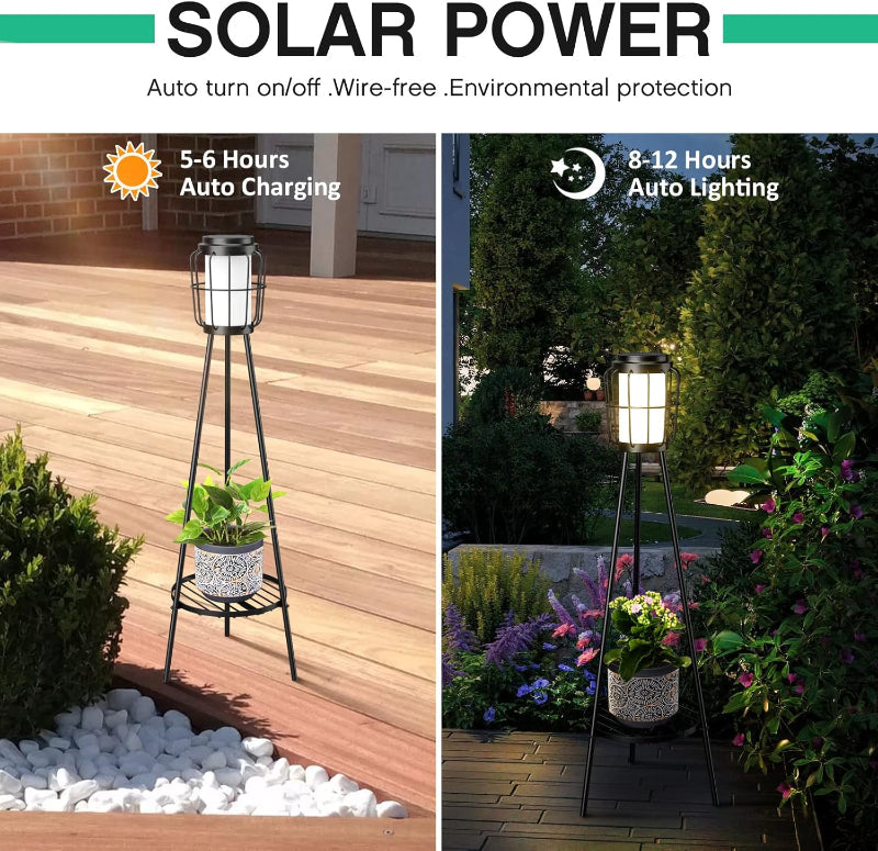 Greenhaus Gardening Solar Plant Display Stand for Outdoor Spaces