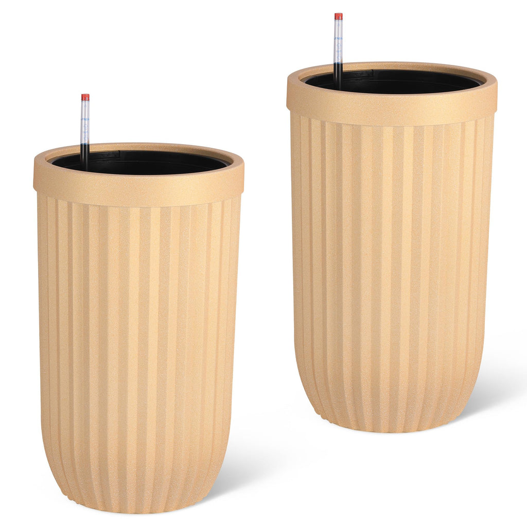 Greenhaus Gardening 23-Inch Self-Watering Tall Planters Set of 2