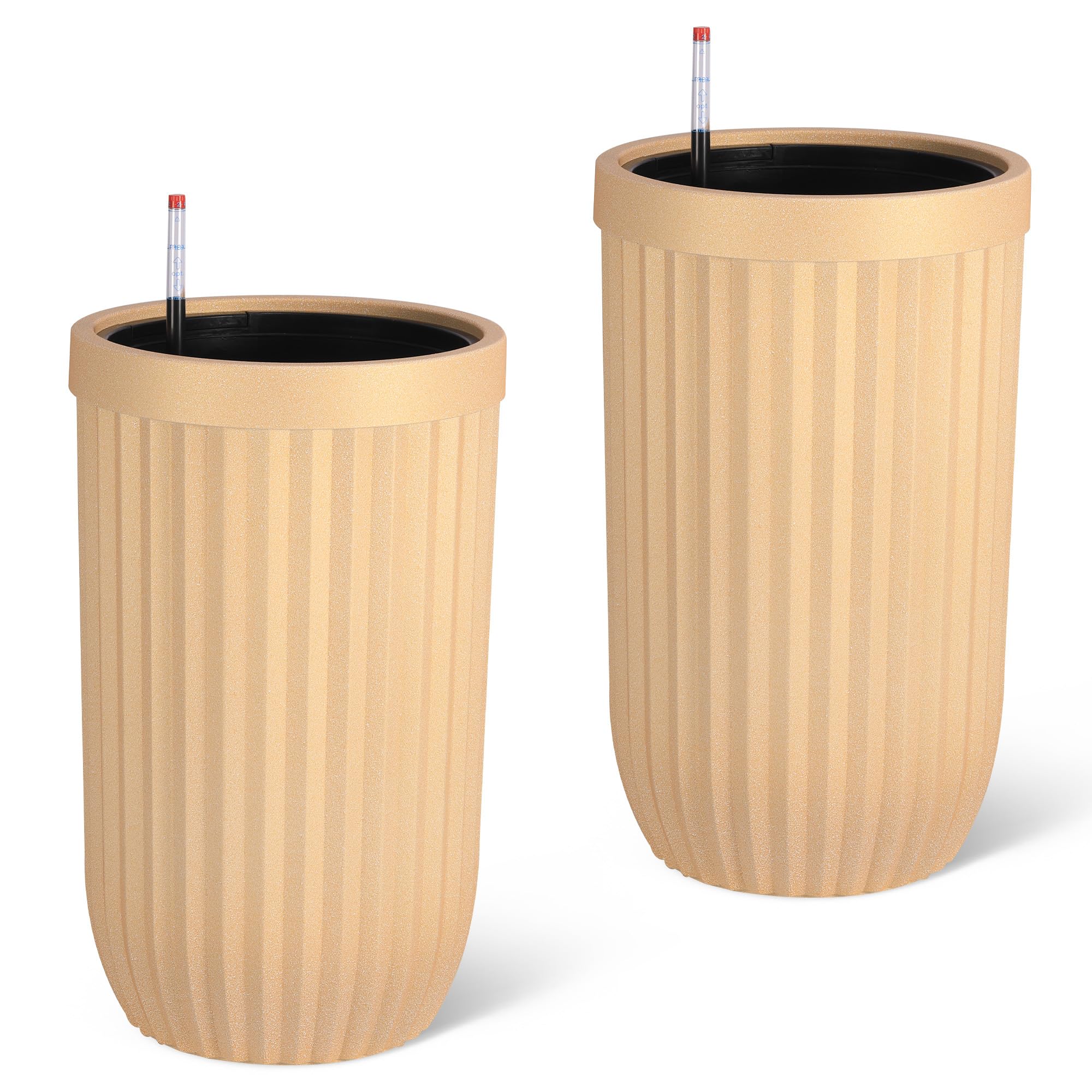 Greenhaus Gardening 23-Inch Self-Watering Tall Planters Set of 2