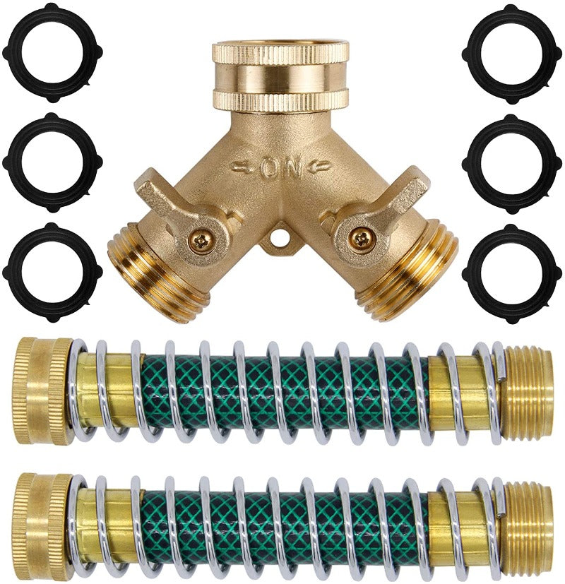 Greenhaus Gardening Brass Garden Hose Adapter with Kink-Resistant Protector