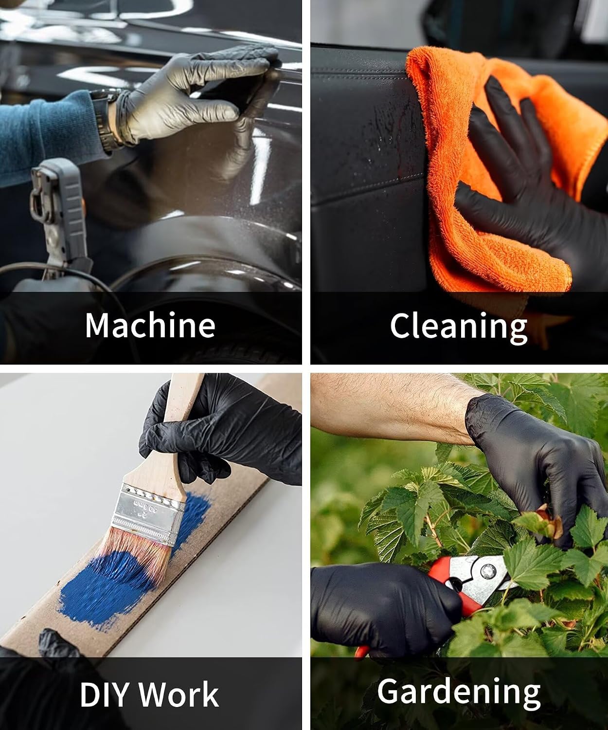 Greenhaus Gardening 6 Mil Heavy-Duty Nitrile Gloves with Textured Grip, 100 Count